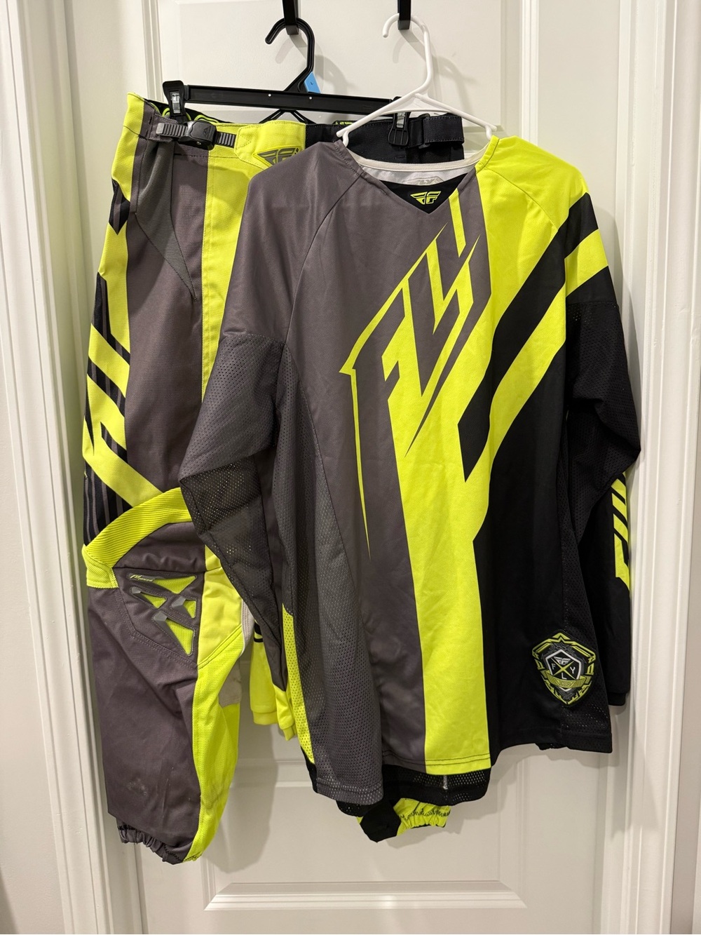Fly Racing Men’s Neon Yellow and Gray MX Jersey and Pants Set